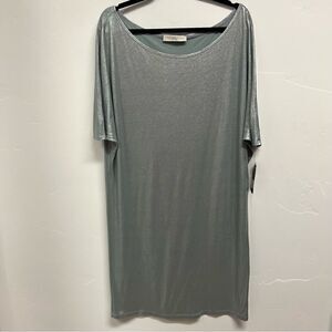 Stella McCartney off the shoulder dress size 46. Metallic silver. New with tags.